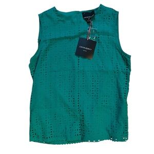 Cynthia Rowley Teal Eyelet Sleeveless Blouse